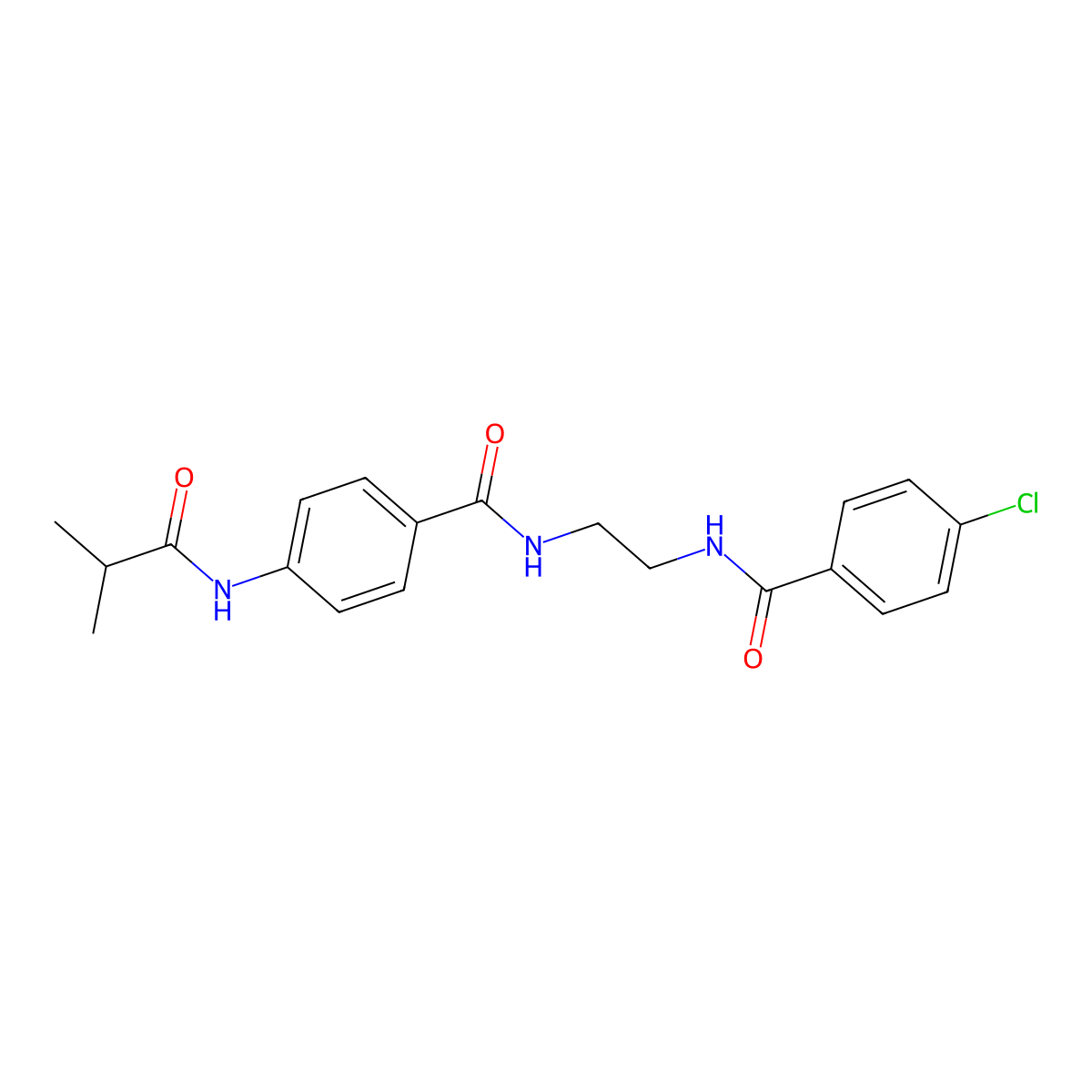 4-chloro-N-(2-{[4-(2-methylpropanamido)phenyl]formamido}ethyl)benzamide molecular structure, CAS 1021219-60-2
