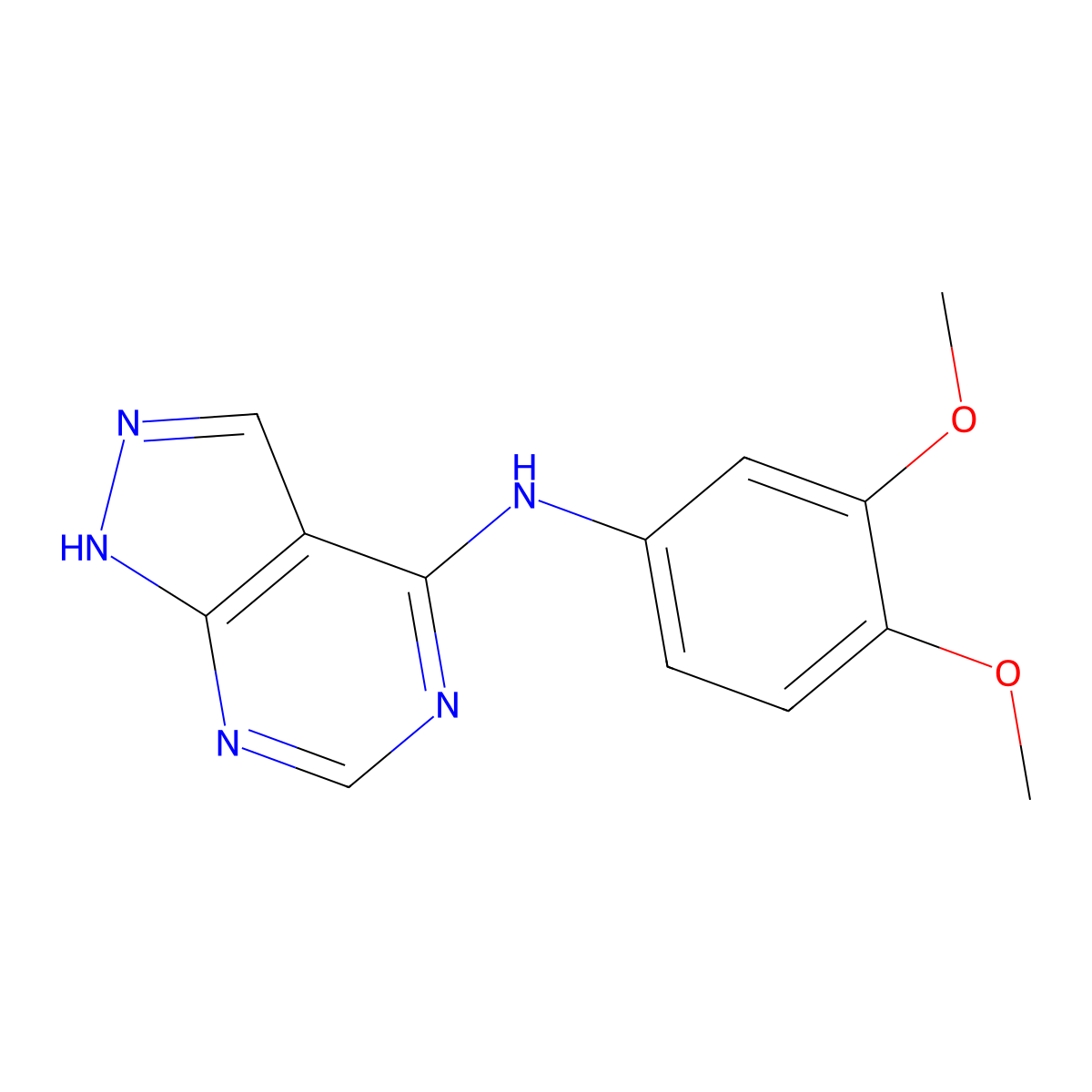 N-(3,4-dimethoxyphenyl)-1H-pyrazolo[3,4-d]pyrimidin-4-amine molecular structure, CAS 1021219-63-5