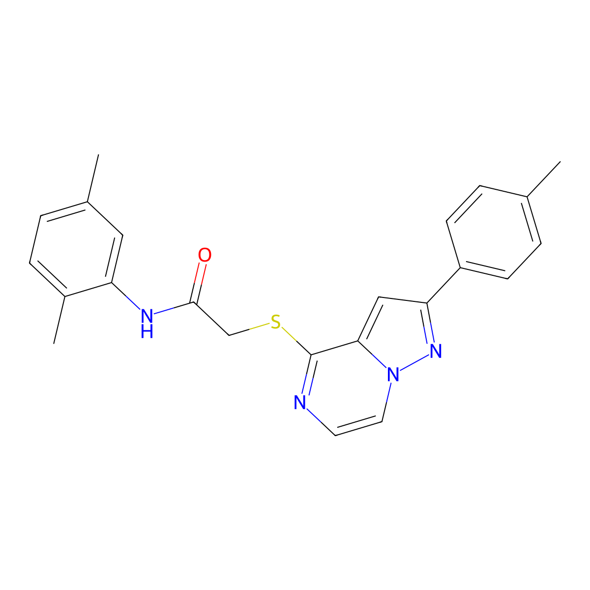 N-(2,5-Dimethylphenyl)-2-{[2-(4-methylphenyl)pyrazolo[1,5-A]pyrazin-4-YL]sulfanyl}acetamide molecular structure, CAS 1021219-69-1