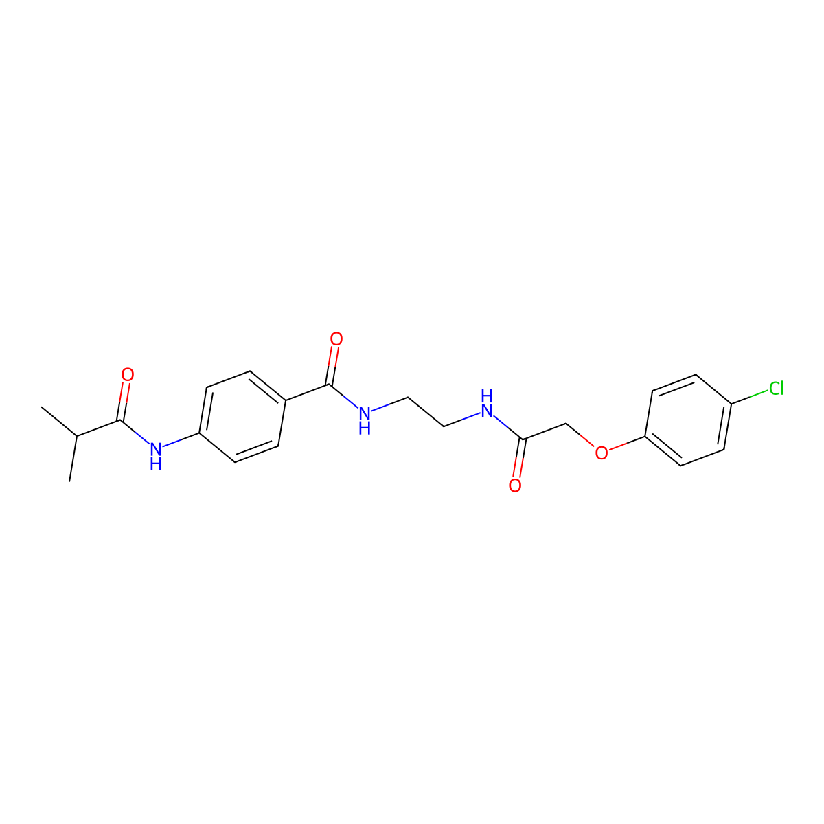 N-[4-({2-[2-(4-chlorophenoxy)acetamido]ethyl}carbamoyl)phenyl]-2-methylpropanamide molecular structure, CAS 1021219-71-5