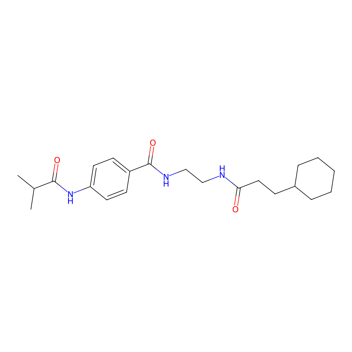 N-(2-(3-cyclohexylpropanamido)ethyl)-4-isobutyramidobenzamide molecular structure, CAS 1021219-75-9