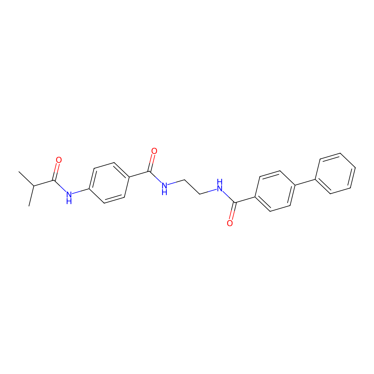 N-[2-({[1,1'-biphenyl]-4-yl}formamido)ethyl]-4-(2-methylpropanamido)benzamide molecular structure, CAS 1021219-83-9
