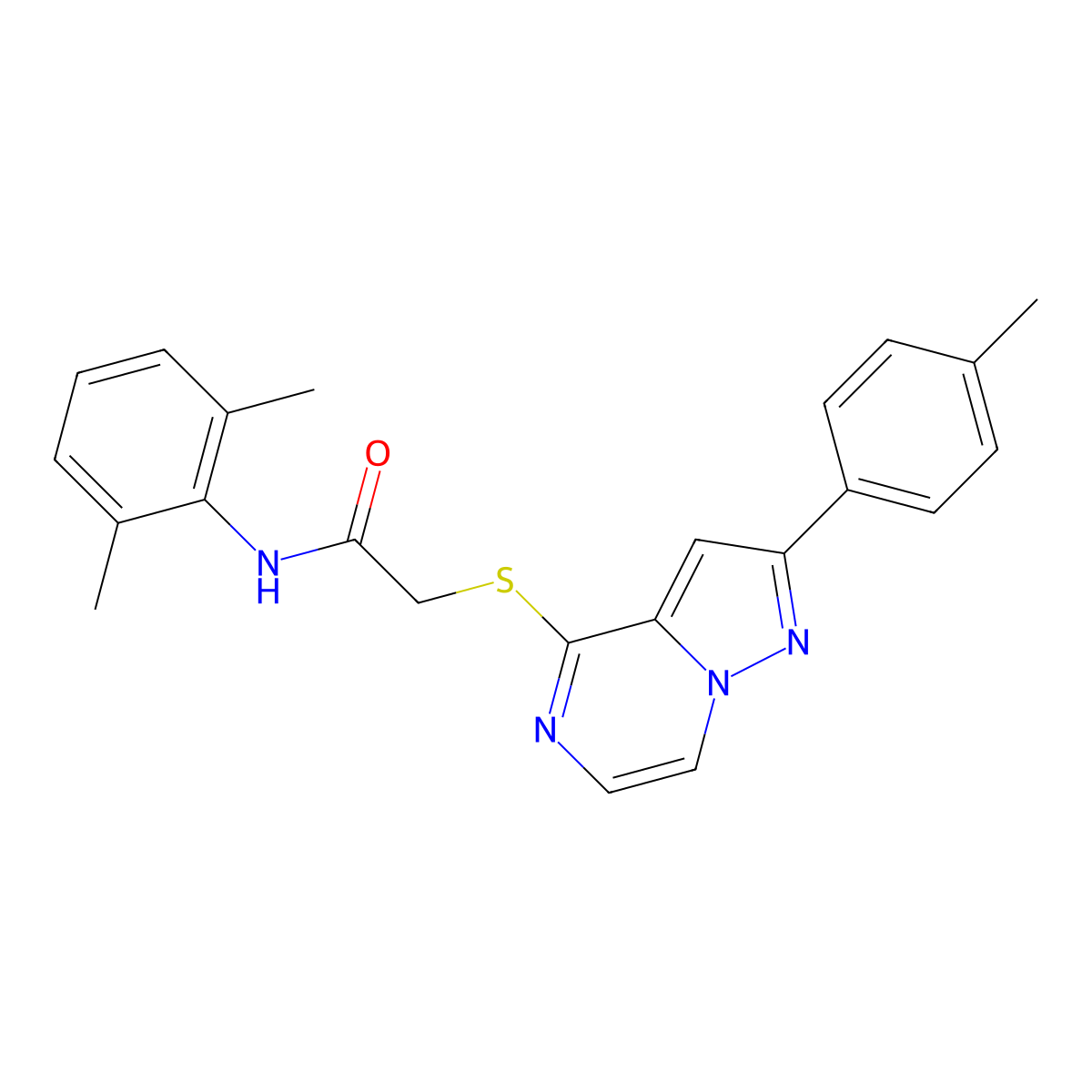N-(2,6-Dimethylphenyl)-2-{[2-(4-methylphenyl)pyrazolo[1,5-A]pyrazin-4-YL]sulfanyl}acetamide molecular structure, CAS 1021219-88-4