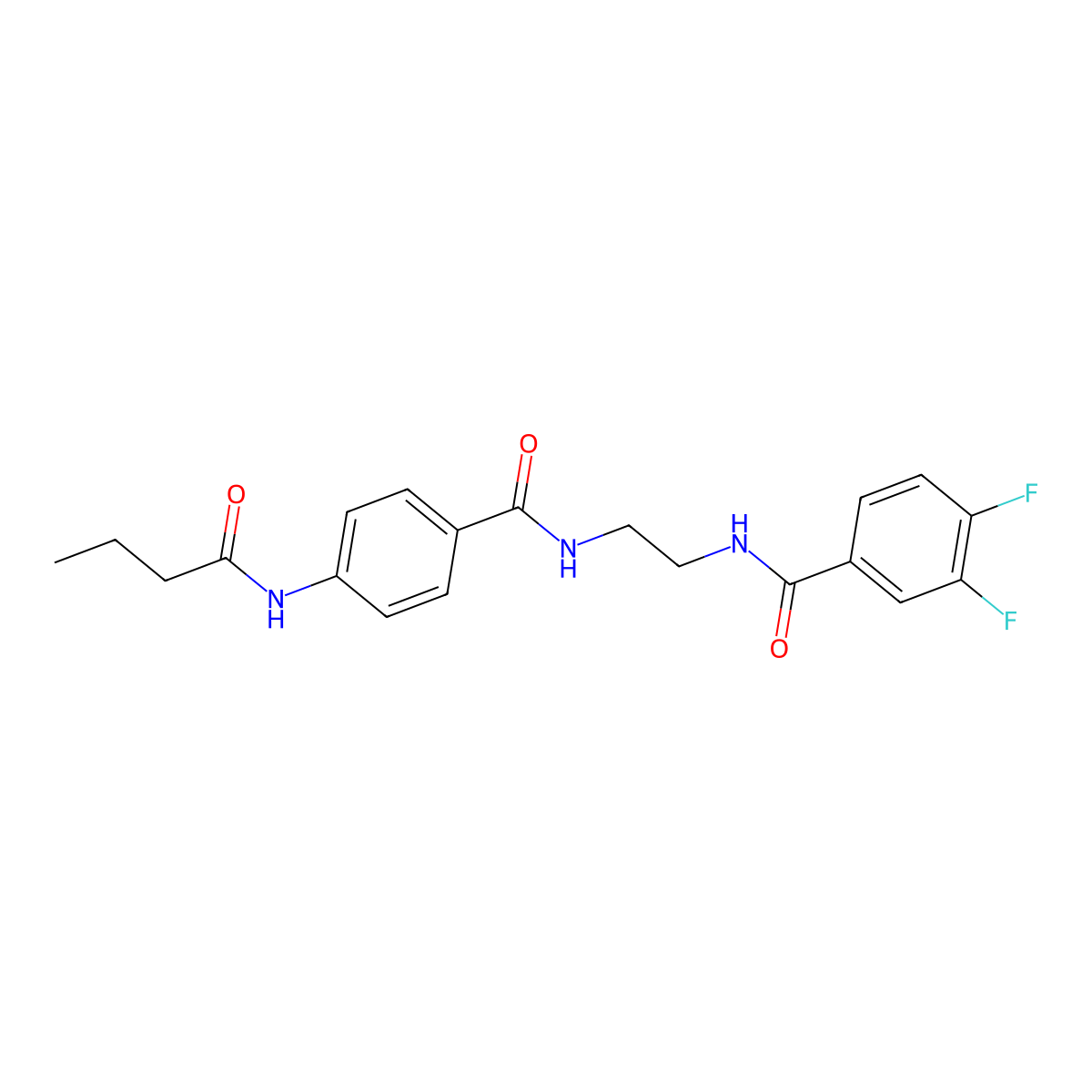 4-butanamido-N-{2-[(3,4-difluorophenyl)formamido]ethyl}benzamide molecular structure, CAS 1021219-93-1