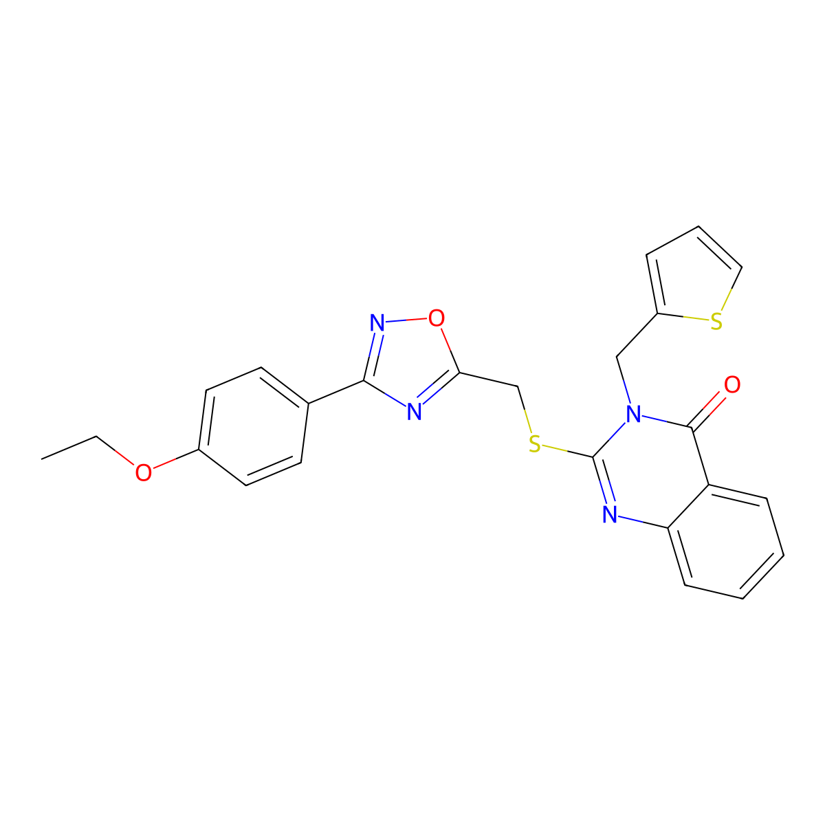 2-({[3-(4-Ethoxyphenyl)-1,2,4-oxadiazol-5-yl]methyl}sulfanyl)-3-[(thiophen-2-yl)methyl]-3,4-dihydroquinazolin-4-one molecular structure, CAS 1021219-98-6