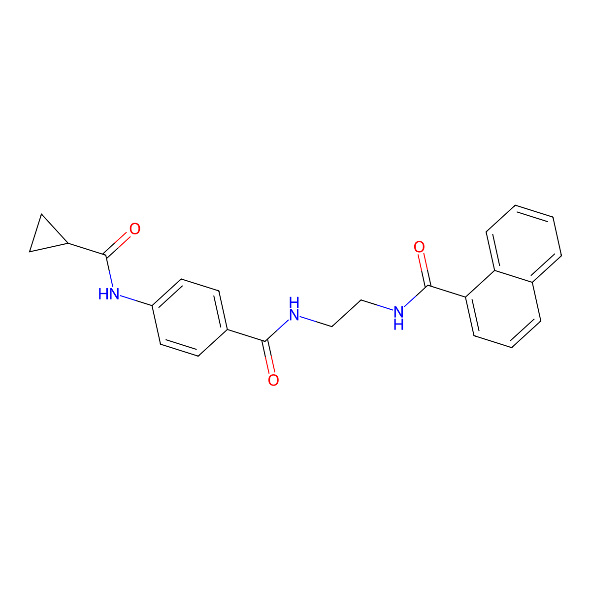 4-cyclopropaneamido-N-{2-[(naphthalen-1-yl)formamido]ethyl}benzamide molecular structure, CAS 1021220-06-3