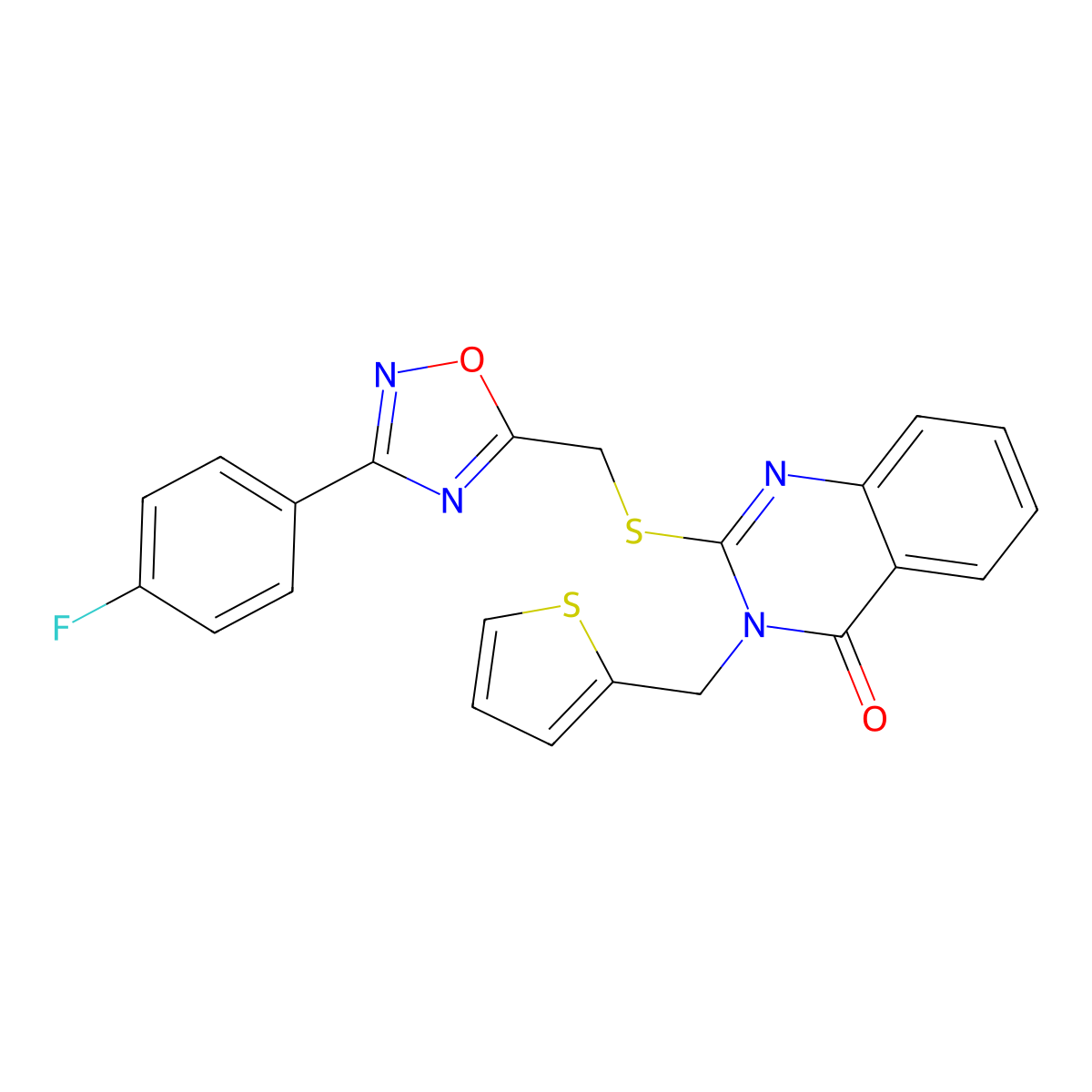 2-(((3-(4-fluorophenyl)-1,2,4-oxadiazol-5-yl)methyl)thio)-3-(thiophen-2-ylmethyl)quinazolin-4(3H)-one molecular structure, CAS 1021220-08-5