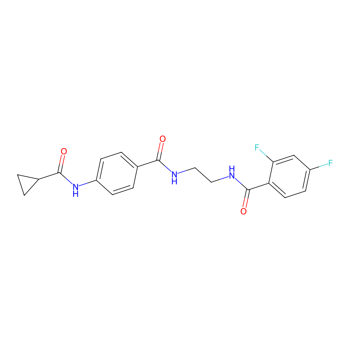 4-cyclopropaneamido-N-{2-[(2,4-difluorophenyl)formamido]ethyl}benzamide molecular structure, CAS 1021220-18-7
