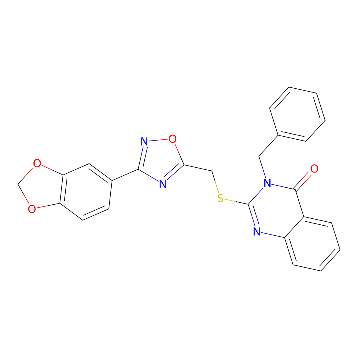 2-({[3-(2H-1,3-benzodioxol-5-yl)-1,2,4-oxadiazol-5-yl]methyl}sulfanyl)-3-benzyl-3,4-dihydroquinazolin-4-one molecular structure, CAS 1021220-20-1