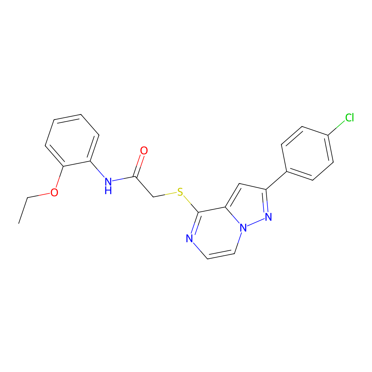 2-{[2-(4-chlorophenyl)pyrazolo[1,5-a]pyrazin-4-yl]sulfanyl}-N-(2-ethoxyphenyl)acetamide molecular structure, CAS 1021220-35-8