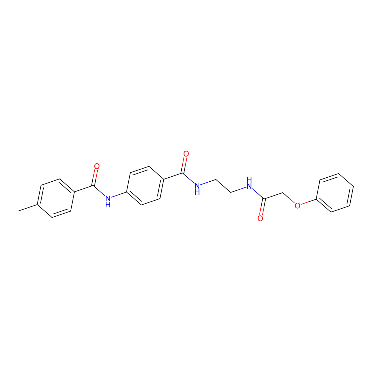 4-methyl-N-(4-{[2-(2-phenoxyacetamido)ethyl]carbamoyl}phenyl)benzamide molecular structure, CAS 1021220-41-6