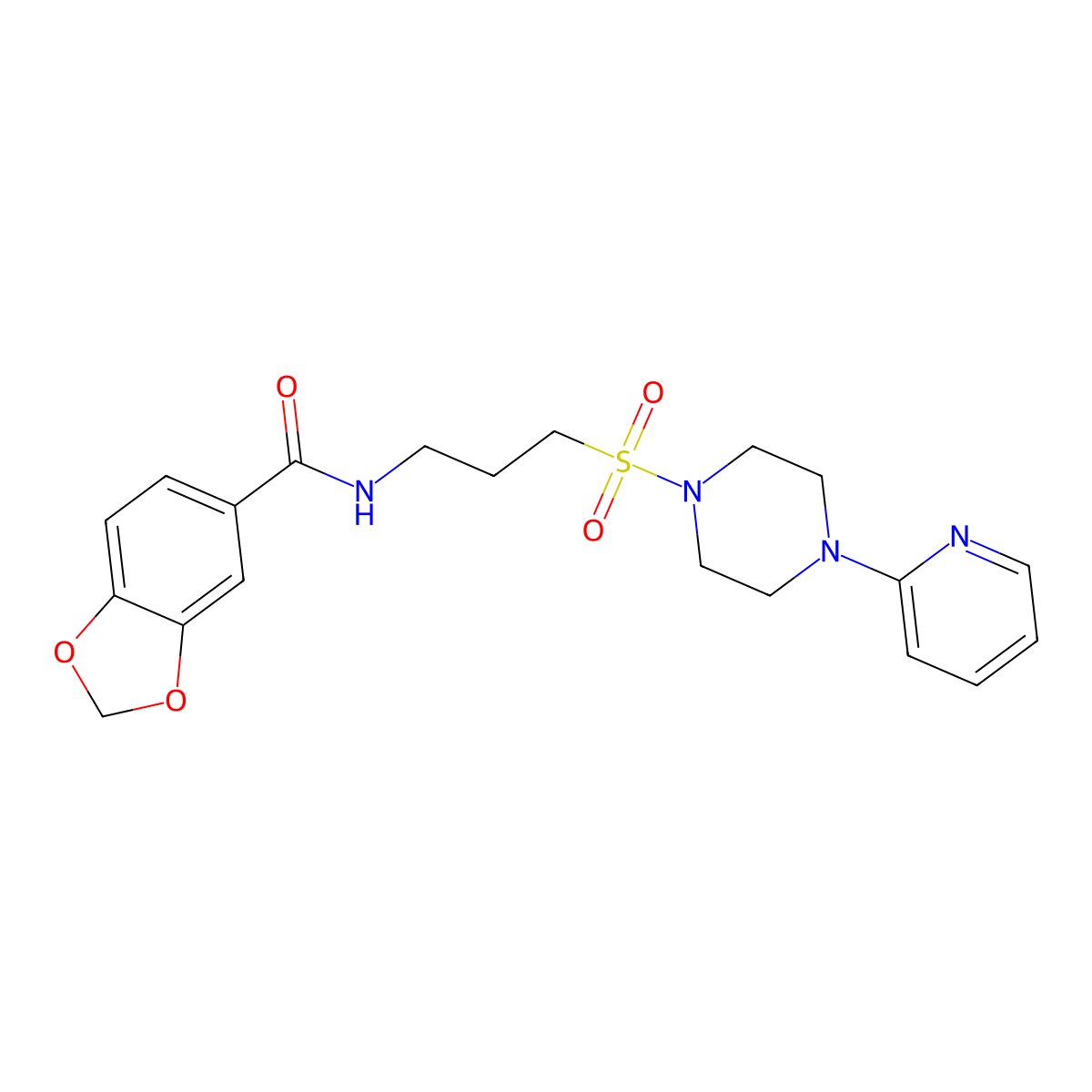 N-(3-((4-(pyridin-2-yl)piperazin-1-yl)sulfonyl)propyl)benzo[d][1,3]dioxole-5-carboxamide molecular structure, CAS 1021220-51-8