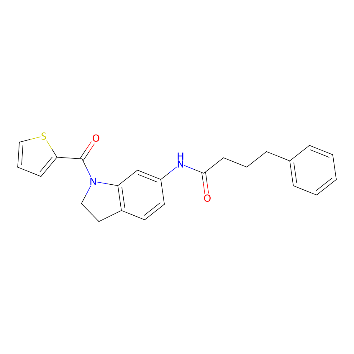 4-phenyl-N-(1-(thiophene-2-carbonyl)indolin-6-yl)butanamide molecular structure, CAS 1021220-64-3