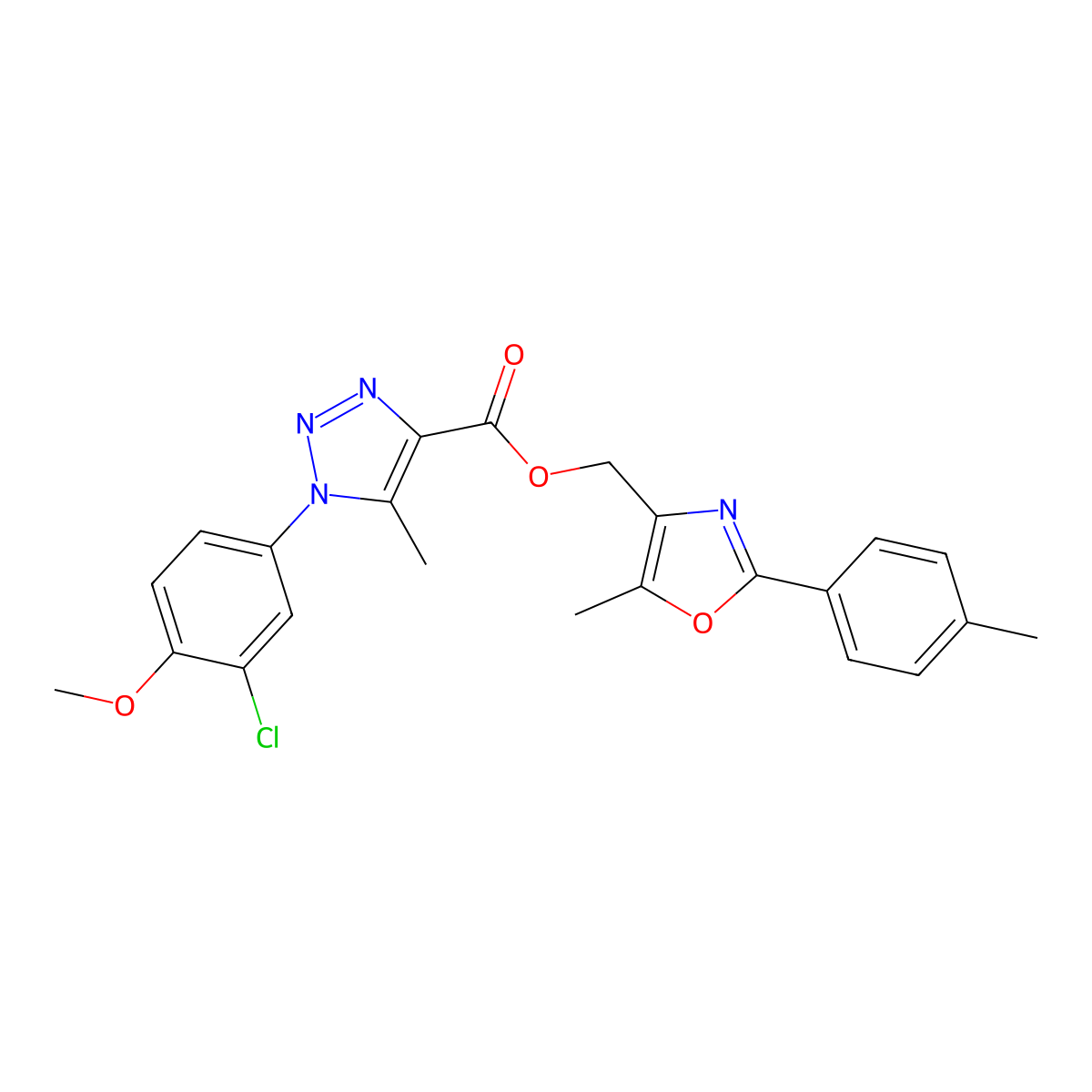 [5-methyl-2-(4-methylphenyl)-1,3-oxazol-4-yl]methyl 1-(3-chloro-4-methoxyphenyl)-5-methyl-1H-1,2,3-triazole-4-carboxylate molecular structure, CAS 1021220-70-1