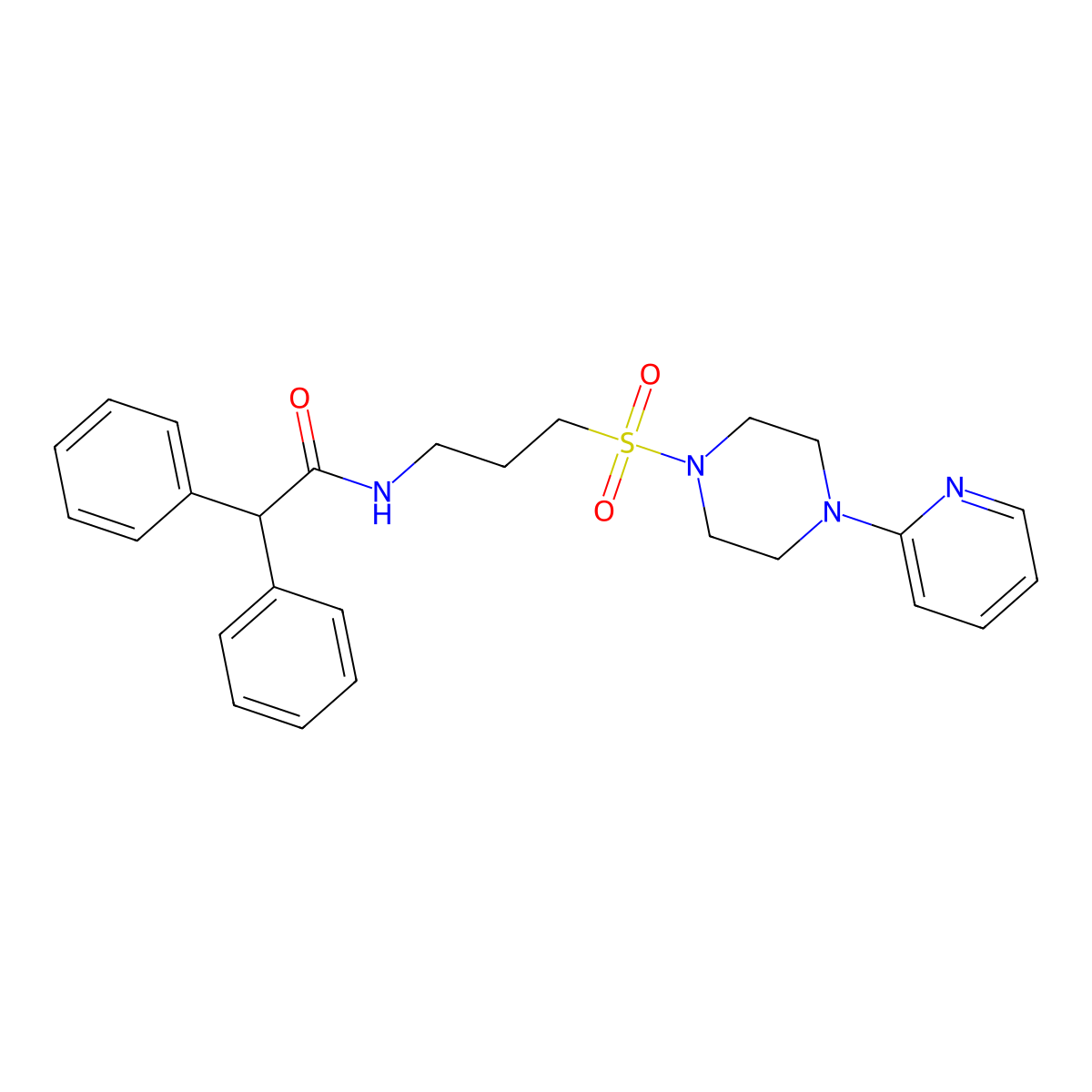 2,2-diphenyl-N-(3-((4-(pyridin-2-yl)piperazin-1-yl)sulfonyl)propyl)acetamide molecular structure, CAS 1021220-79-0