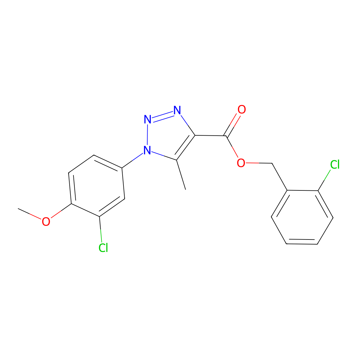 (2-chlorophenyl)methyl 1-(3-chloro-4-methoxyphenyl)-5-methyl-1H-1,2,3-triazole-4-carboxylate molecular structure, CAS 1021220-82-5