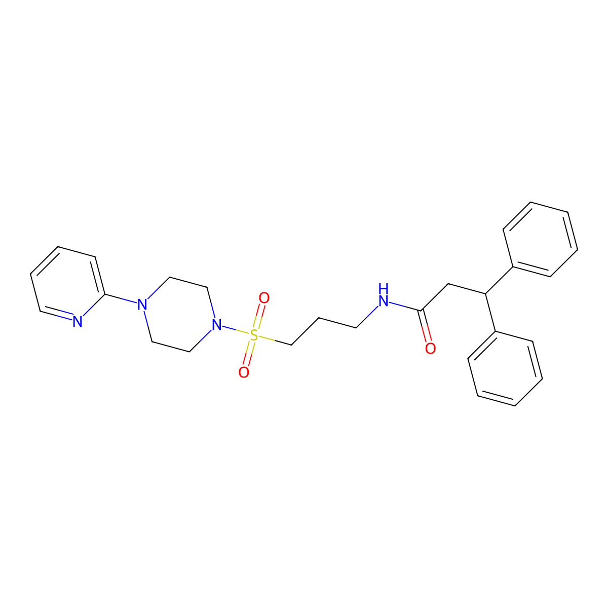 3,3-diphenyl-N-(3-((4-(pyridin-2-yl)piperazin-1-yl)sulfonyl)propyl)propanamide molecular structure, CAS 1021220-83-6