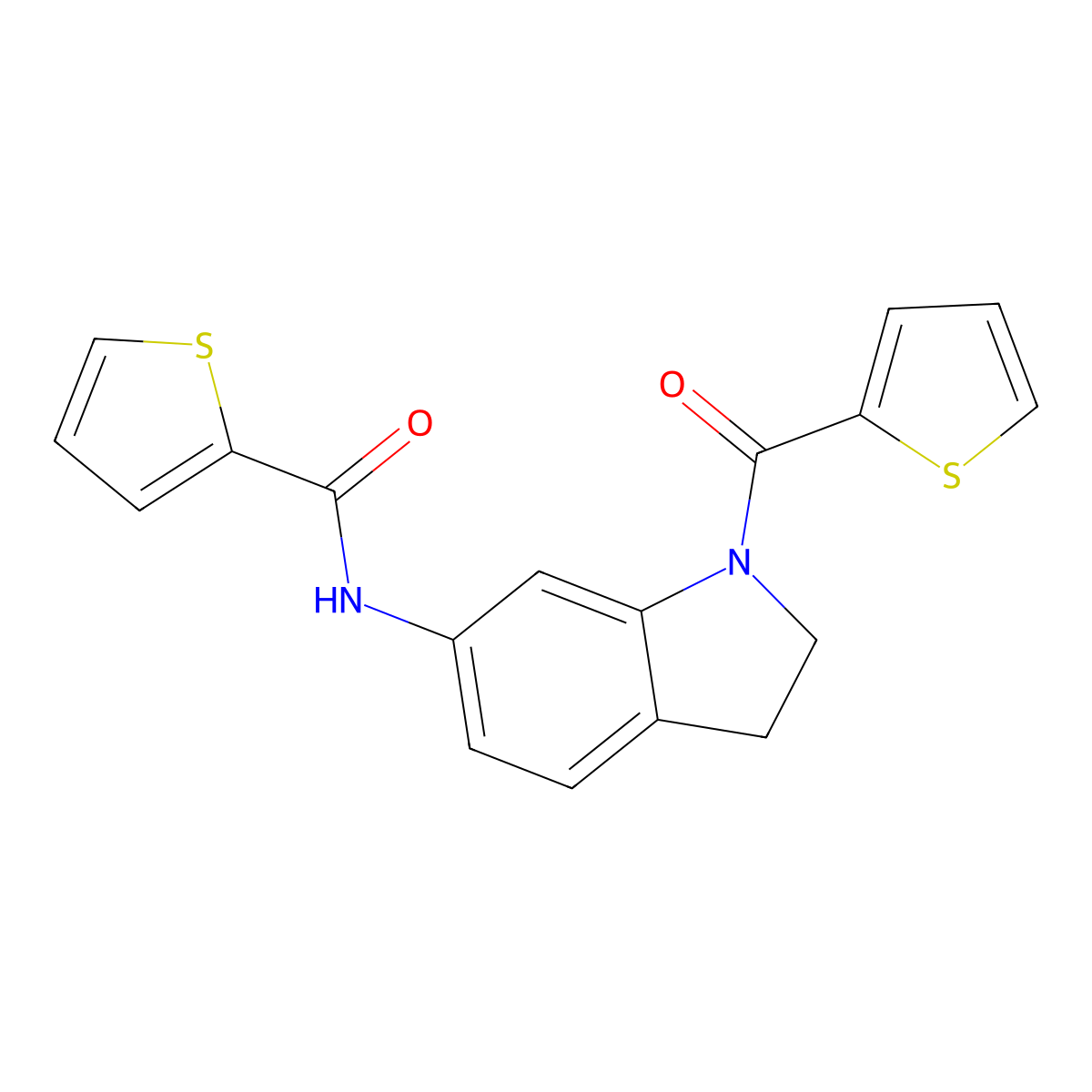 N-(1-(thiophene-2-carbonyl)indolin-6-yl)thiophene-2-carboxamide molecular structure, CAS 1021220-84-7