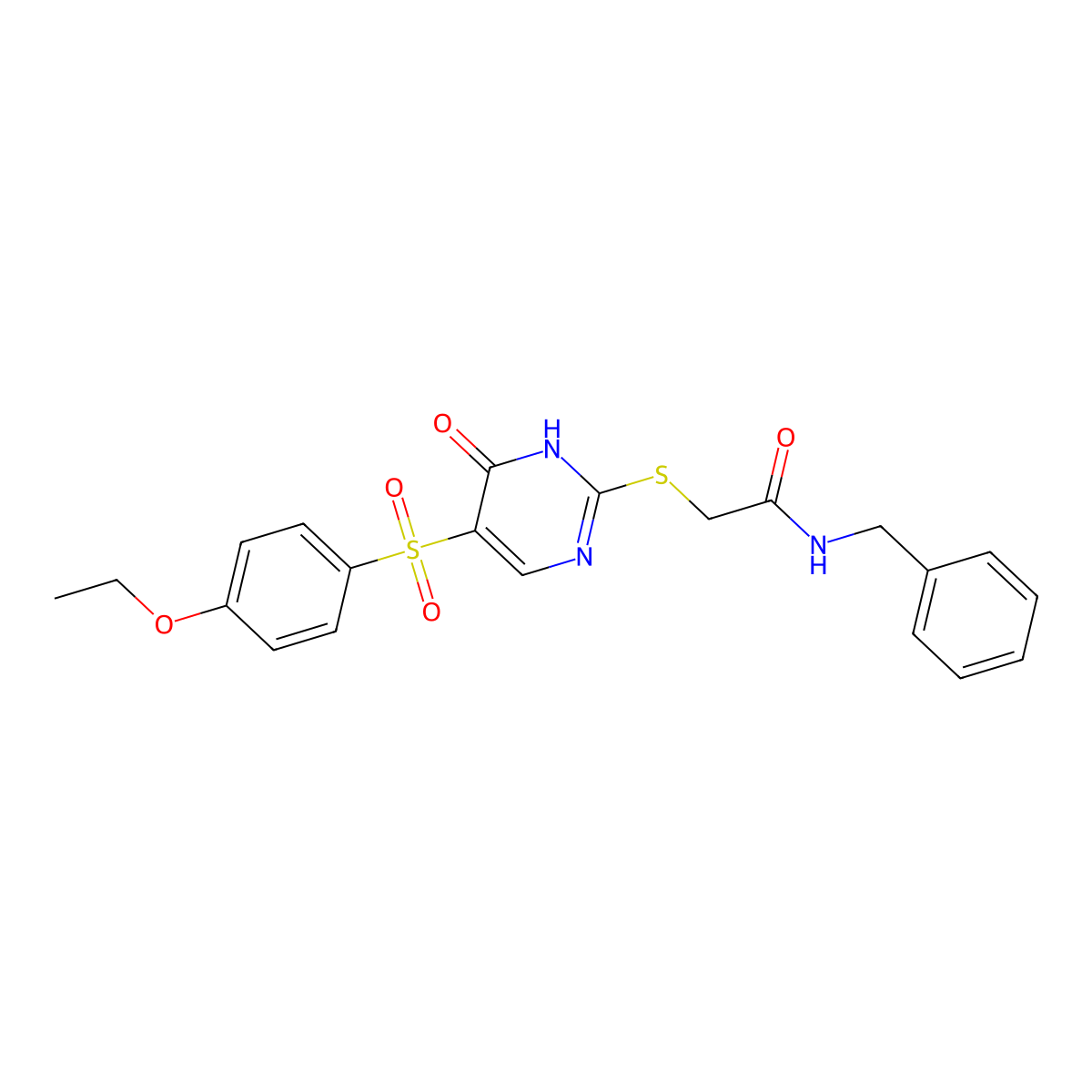 N-benzyl-2-{[5-(4-ethoxybenzenesulfonyl)-6-oxo-1,6-dihydropyrimidin-2-yl]sulfanyl}acetamide molecular structure, CAS 1021220-85-8