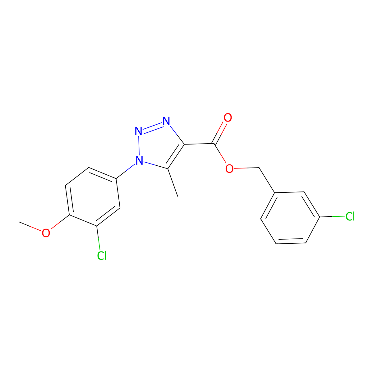 (3-chlorophenyl)methyl 1-(3-chloro-4-methoxyphenyl)-5-methyl-1H-1,2,3-triazole-4-carboxylate molecular structure, CAS 1021220-86-9
