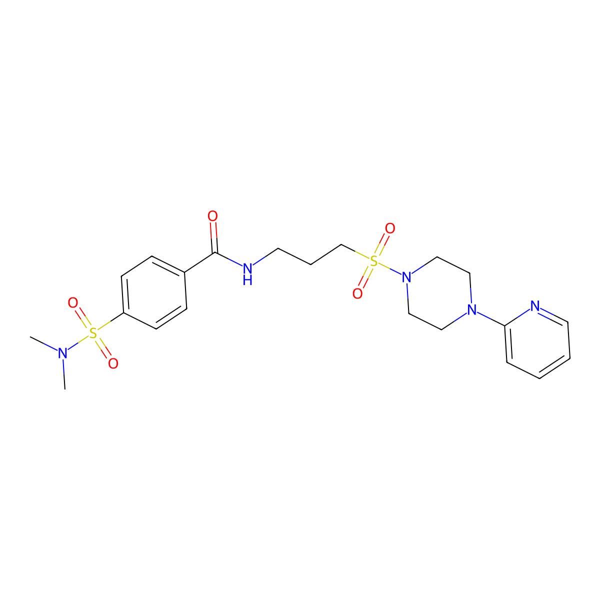4-(N,N-dimethylsulfamoyl)-N-(3-((4-(pyridin-2-yl)piperazin-1-yl)sulfonyl)propyl)benzamide molecular structure, CAS 1021220-87-0