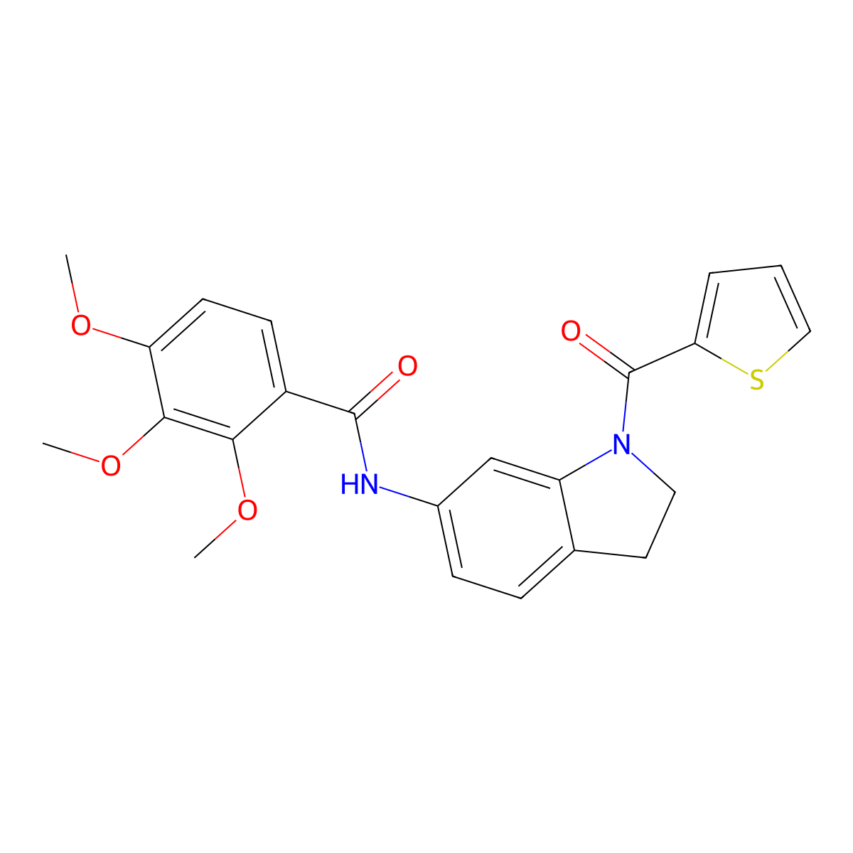2,3,4-trimethoxy-N-(1-(thiophene-2-carbonyl)indolin-6-yl)benzamide molecular structure, CAS 1021220-88-1