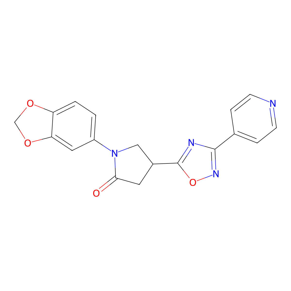 1-(Benzo[d][1,3]dioxol-5-yl)-4-(3-(pyridin-4-yl)-1,2,4-oxadiazol-5-yl)pyrrolidin-2-one molecular structure, CAS 1021220-90-5