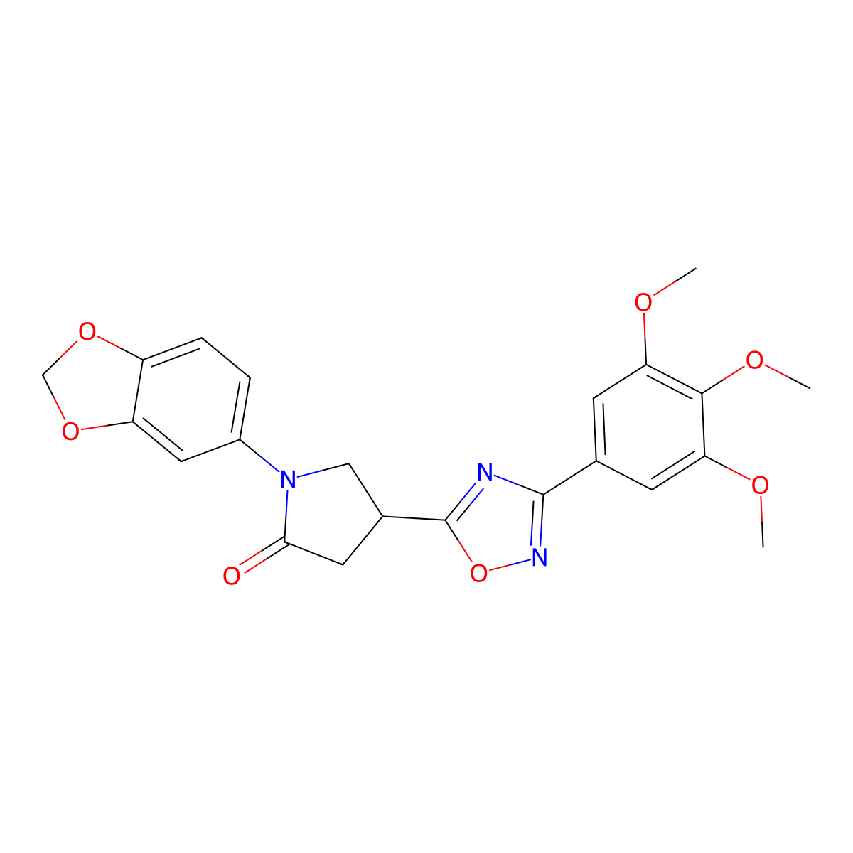 1-(Benzo[d][1,3]dioxol-5-yl)-4-(3-(3,4,5-trimethoxyphenyl)-1,2,4-oxadiazol-5-yl)pyrrolidin-2-one molecular structure, CAS 1021220-94-9