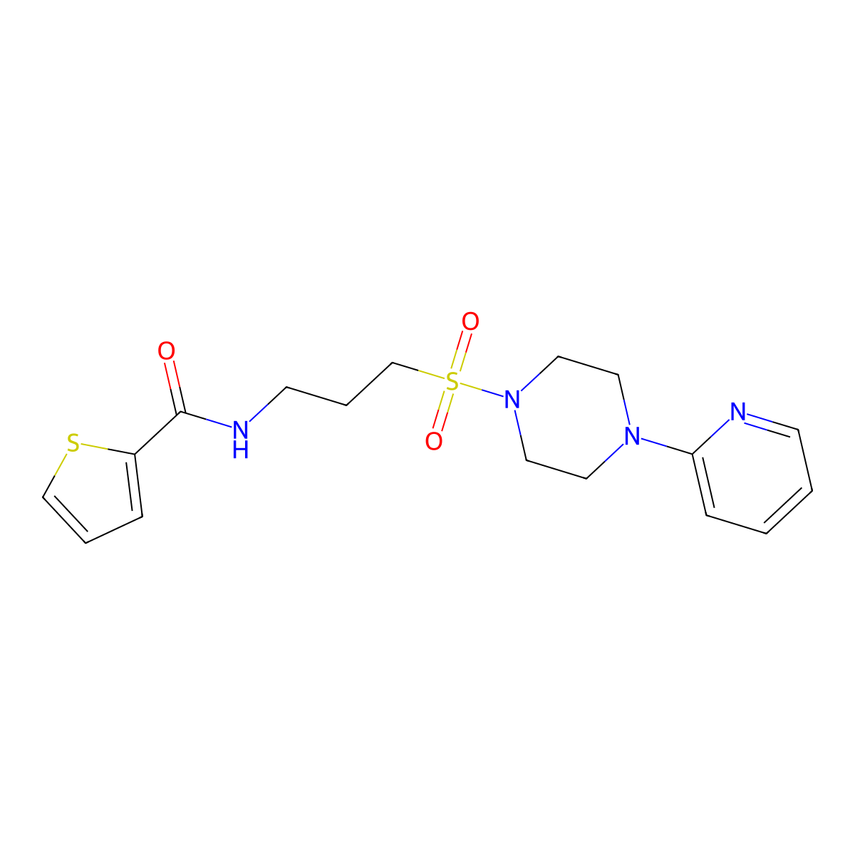 N-(3-((4-(pyridin-2-yl)piperazin-1-yl)sulfonyl)propyl)thiophene-2-carboxamide molecular structure, CAS 1021220-99-4