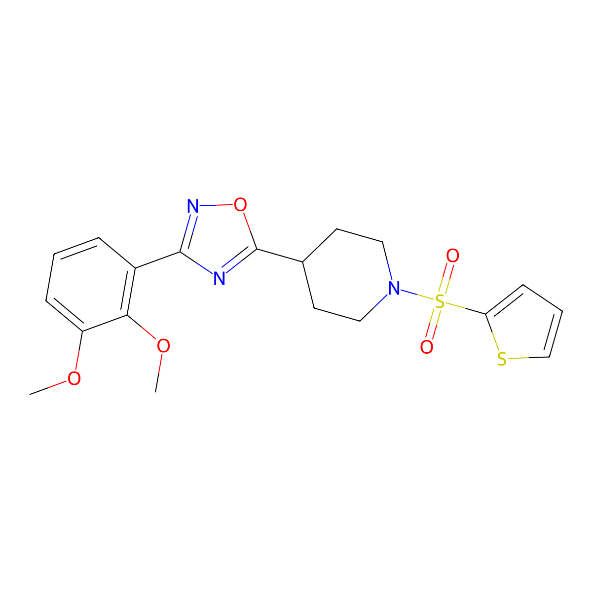 4-[3-(2,3-Dimethoxyphenyl)-1,2,4-oxadiazol-5-YL]-1-(thiophene-2-sulfonyl)piperidine molecular structure, CAS 1021221-06-6