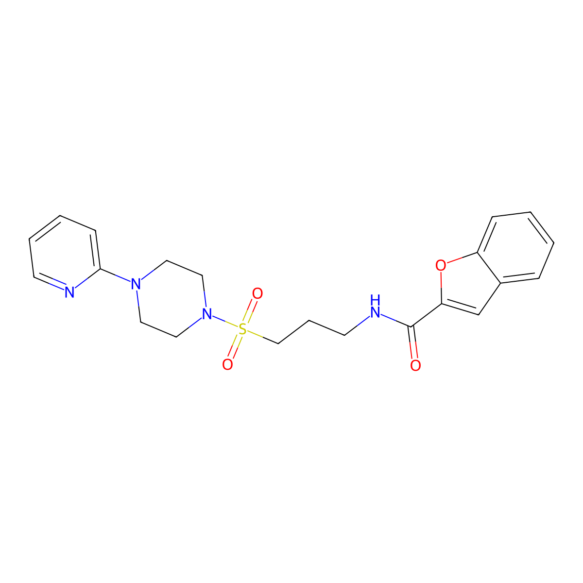 N-(3-((4-(pyridin-2-yl)piperazin-1-yl)sulfonyl)propyl)benzofuran-2-carboxamide molecular structure, CAS 1021221-07-7