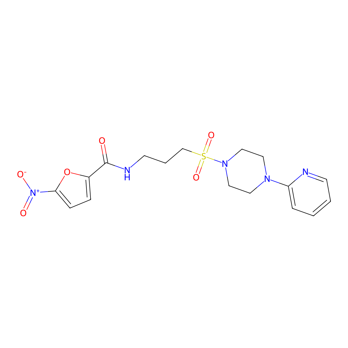 5-nitro-N-(3-((4-(pyridin-2-yl)piperazin-1-yl)sulfonyl)propyl)furan-2-carboxamide molecular structure, CAS 1021221-11-3