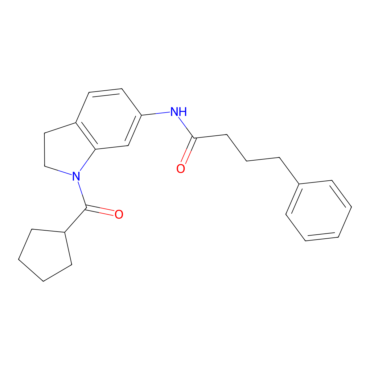 N-(1-(cyclopentanecarbonyl)indolin-6-yl)-4-phenylbutanamide molecular structure, CAS 1021221-12-4