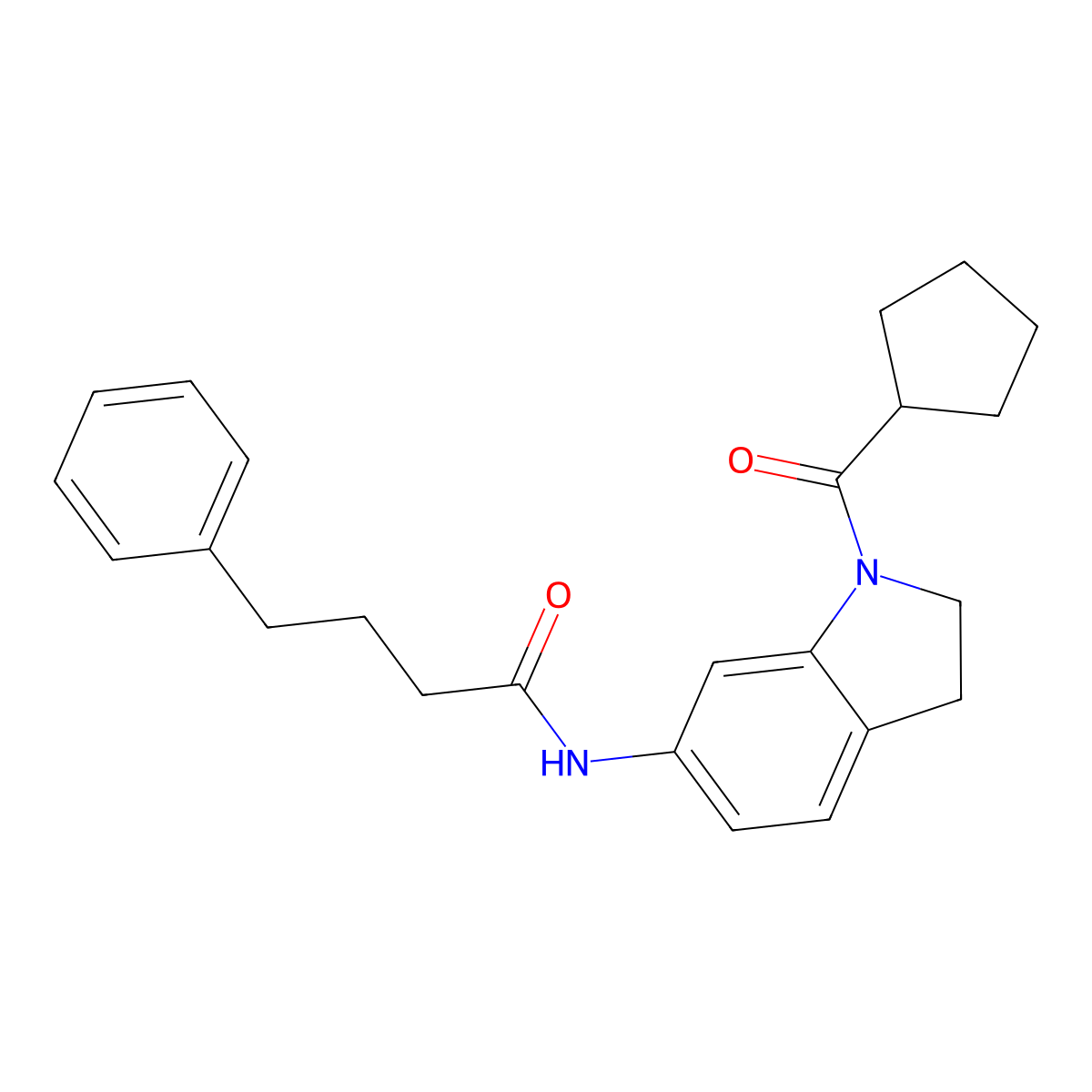 N-(1-(cyclopentanecarbonyl)indolin-6-yl)-4-phenylbutanamide molecular structure, CAS 1021221-12-4