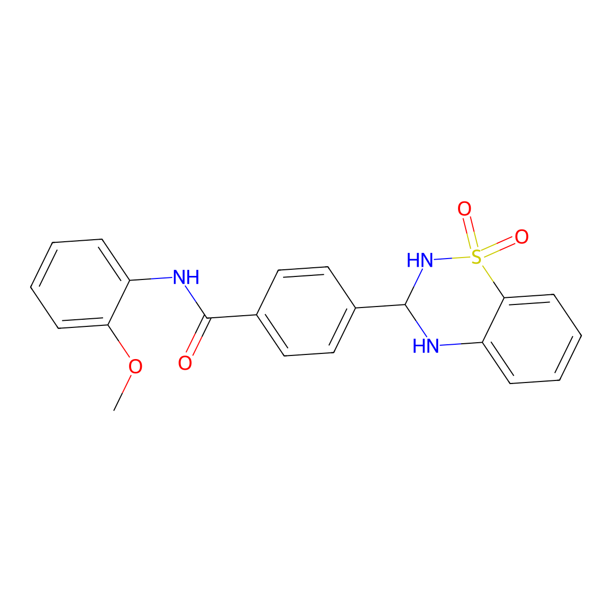 4-(1,1-dioxido-3,4-dihydro-2H-1,2,4-benzothiadiazin-3-yl)-N-(2-methoxyphenyl)benzamide molecular structure, CAS 1021221-18-0