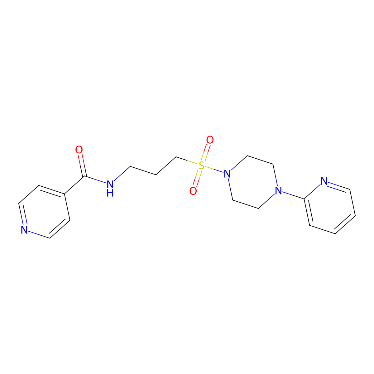 N-(3-((4-(pyridin-2-yl)piperazin-1-yl)sulfonyl)propyl)isonicotinamide molecular structure, CAS 1021221-19-1