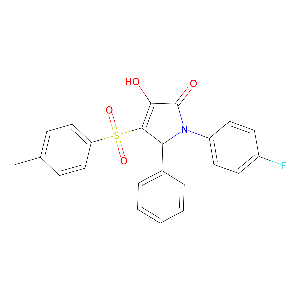 1-(4-fluorophenyl)-3-hydroxy-5-phenyl-4-tosyl-1H-pyrrol-2(5H)-one molecular structure, CAS 1021221-21-5