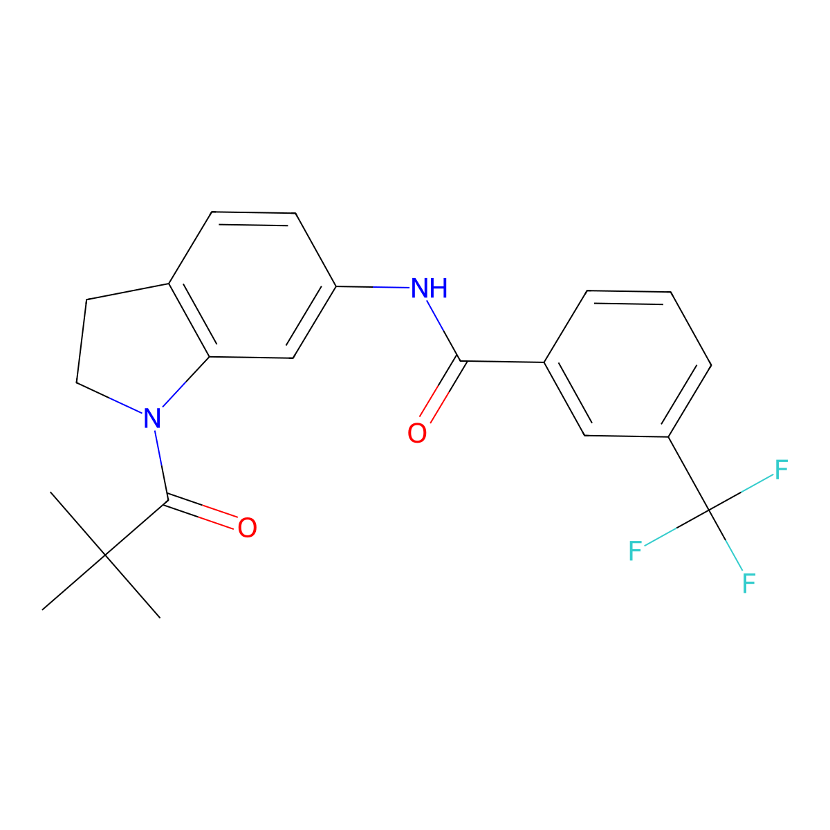 N-[1-(2,2-dimethylpropanoyl)-2,3-dihydro-1H-indol-6-yl]-3-(trifluoromethyl)benzamide molecular structure, CAS 1021221-32-8