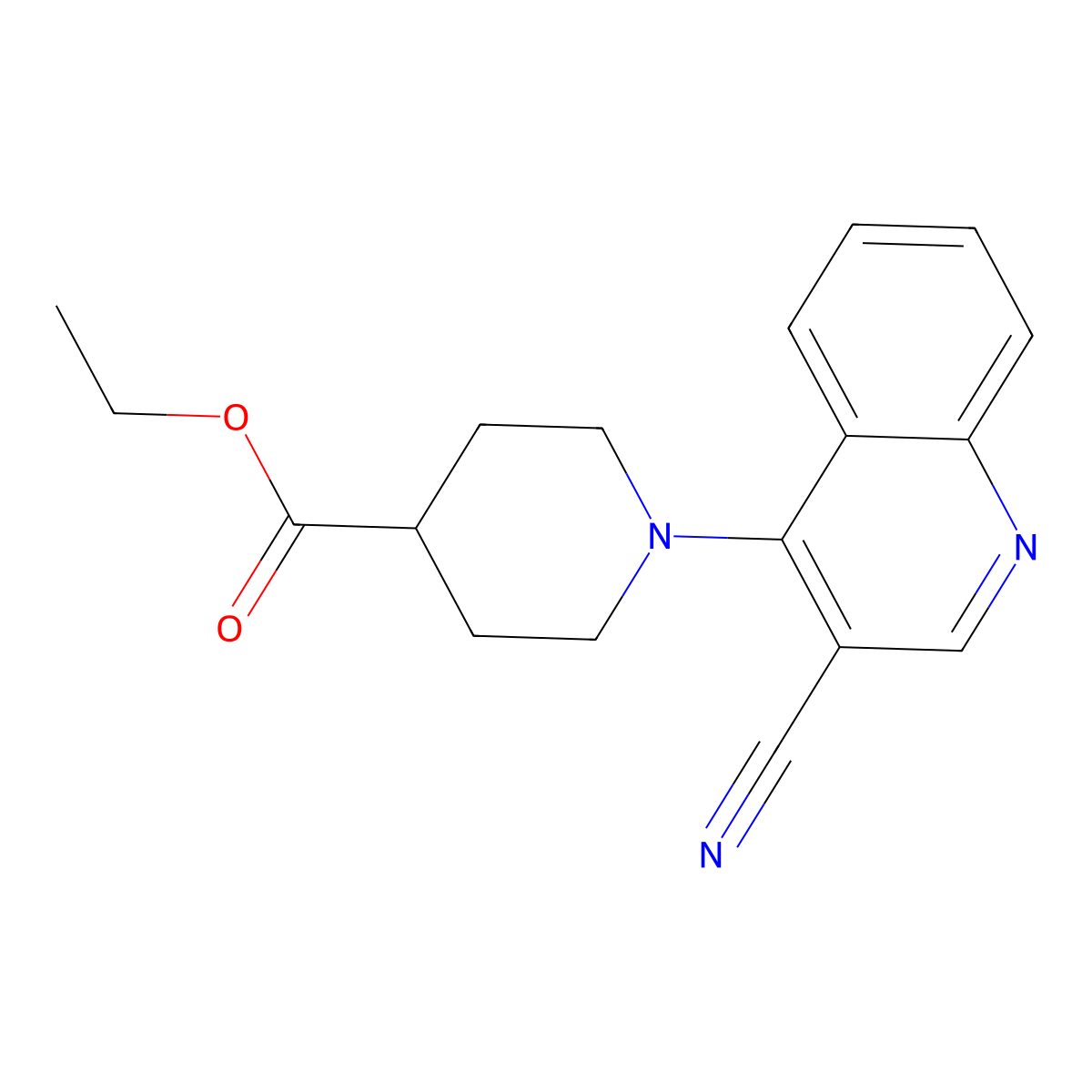 Ethyl 1-(3-cyanoquinolin-4-yl)piperidine-4-carboxylate molecular structure, CAS 1021221-33-9