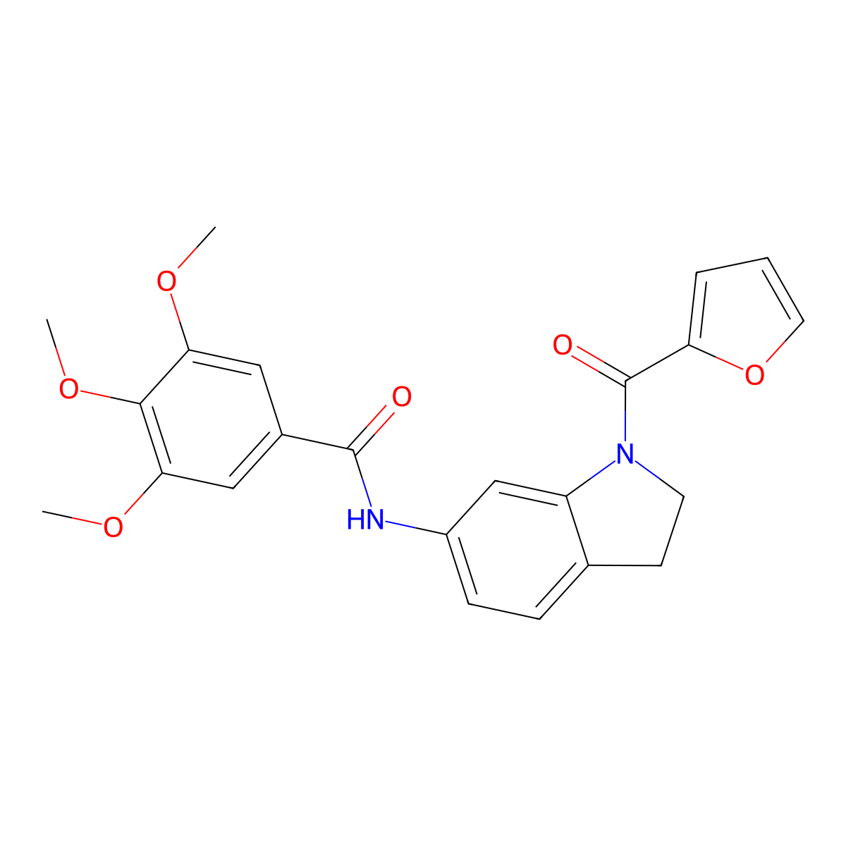 N-(1-(furan-2-carbonyl)indolin-6-yl)-3,4,5-trimethoxybenzamide molecular structure, CAS 1021221-40-8