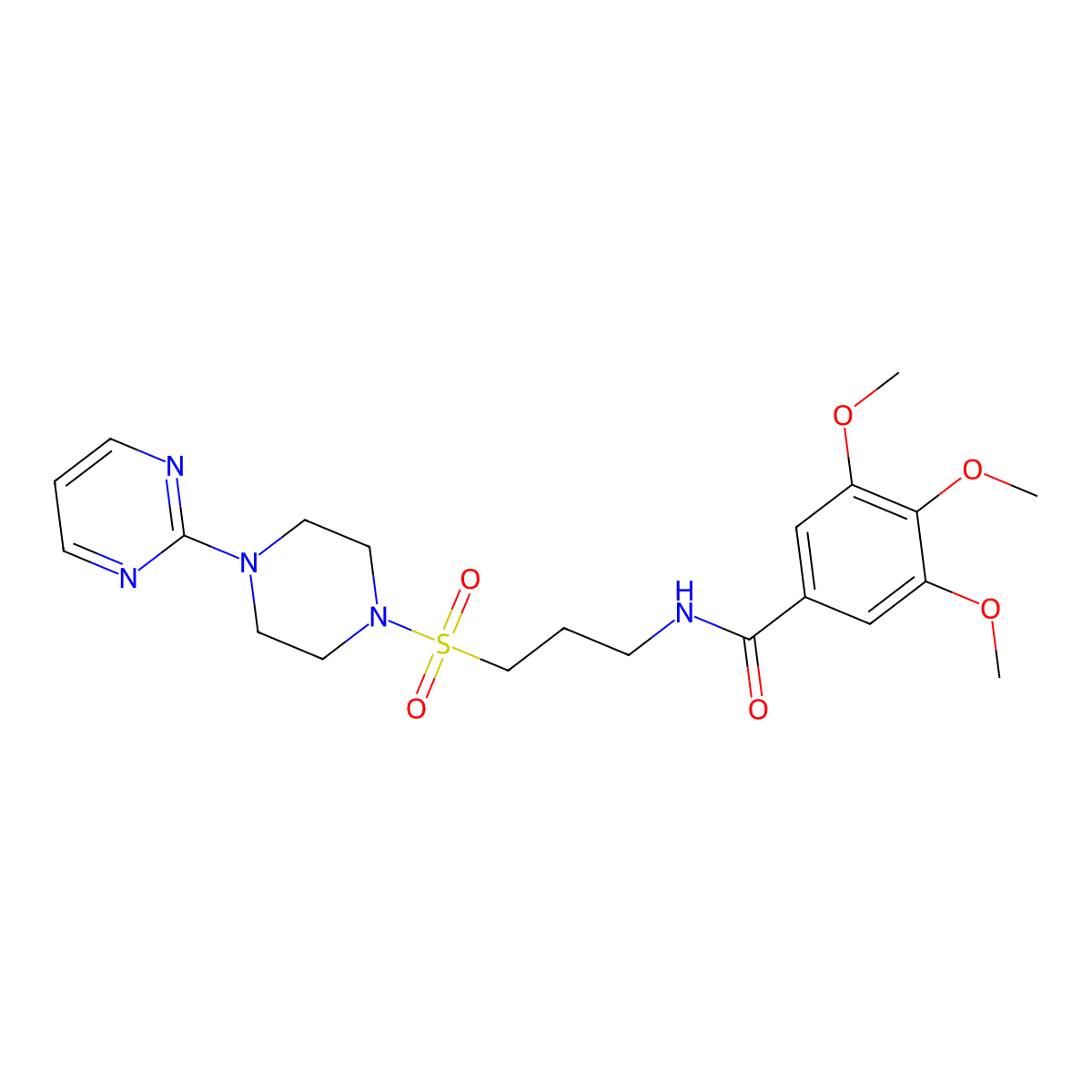 3,4,5-trimethoxy-N-(3-((4-(pyrimidin-2-yl)piperazin-1-yl)sulfonyl)propyl)benzamide molecular structure, CAS 1021221-45-3