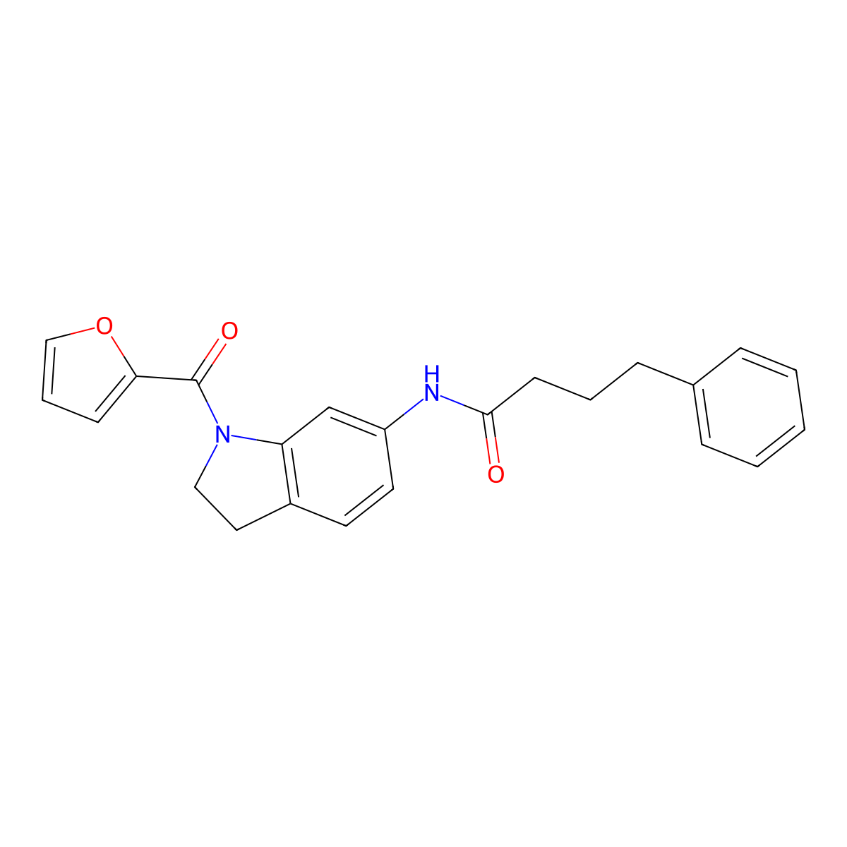 N-(1-(furan-2-carbonyl)indolin-6-yl)-4-phenylbutanamide molecular structure, CAS 1021221-49-7