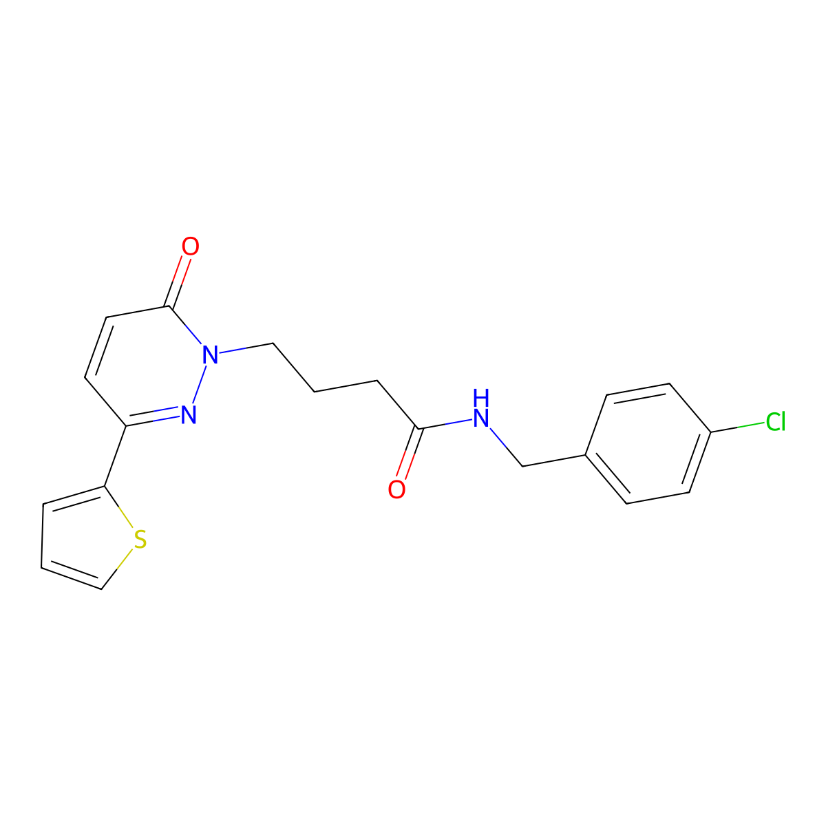N-[(4-chlorophenyl)methyl]-4-[6-oxo-3-(thiophen-2-yl)-1,6-dihydropyridazin-1-yl]butanamide molecular structure, CAS 1021221-83-9