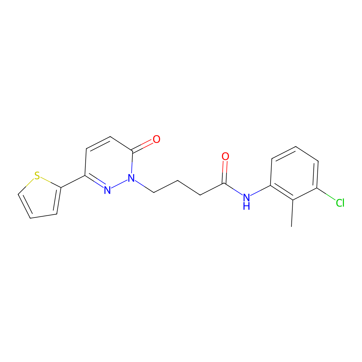 N-(3-chloro-2-methylphenyl)-4-(6-oxo-3-(thiophen-2-yl)pyridazin-1(6H)-yl)butanamide molecular structure, CAS 1021221-86-2