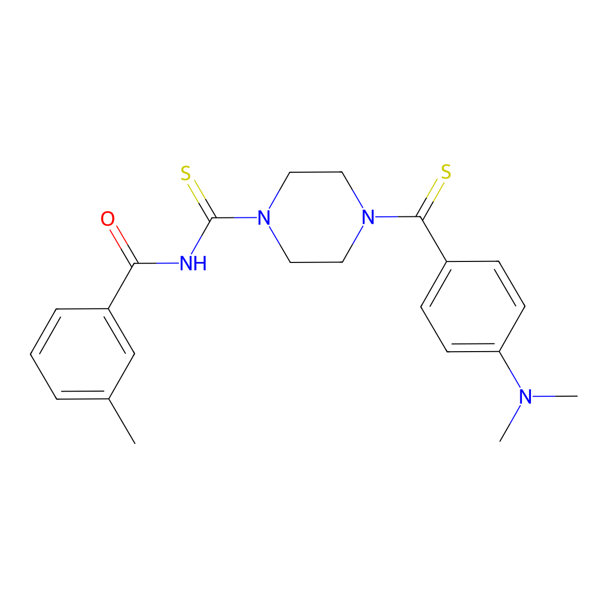 N-(4-(4-(dimethylamino)phenylcarbonothioyl)piperazine-1-carbonothioyl)-3-methylbenzamide molecular structure, CAS 1021221-91-9