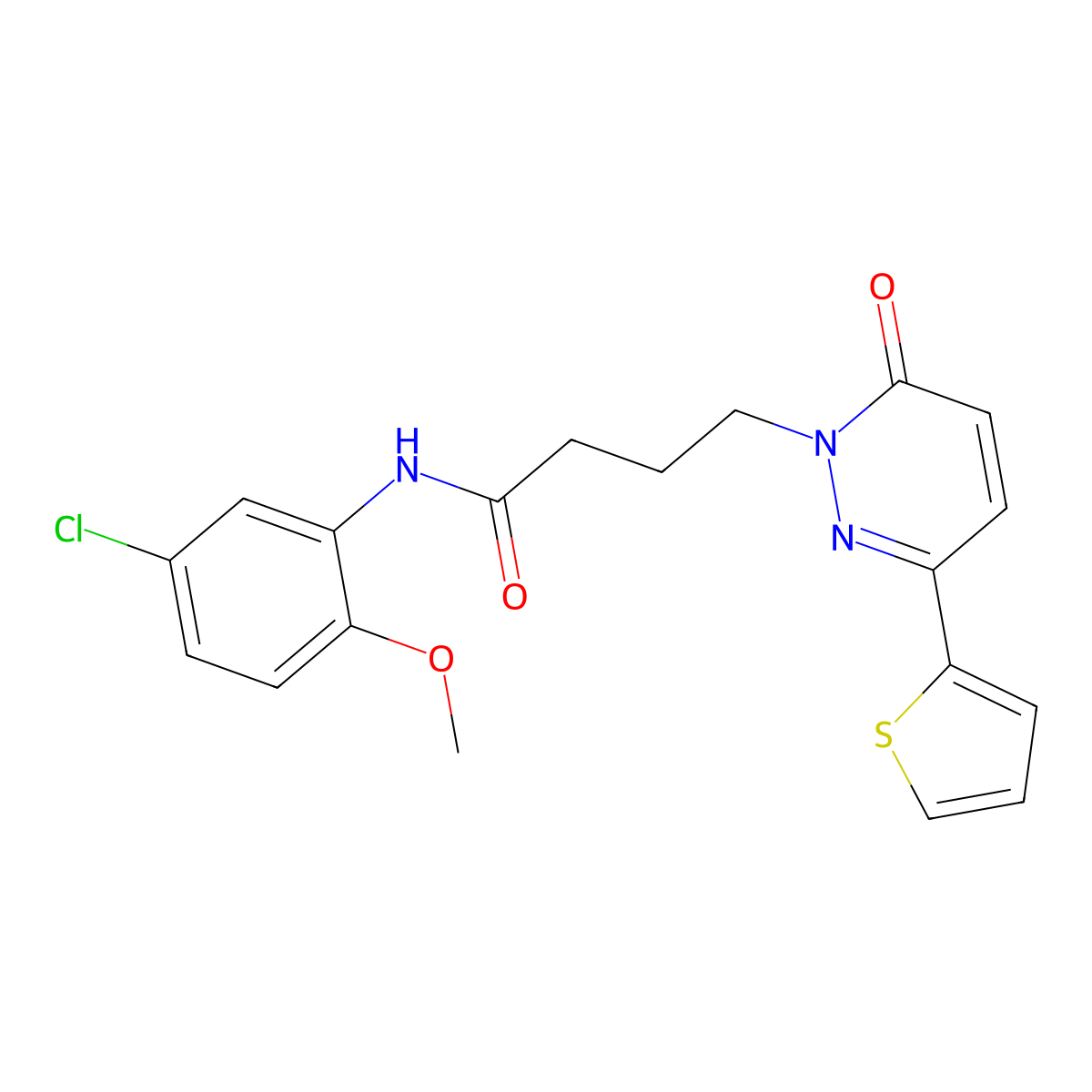 N-(5-chloro-2-methoxyphenyl)-4-[6-oxo-3-(thiophen-2-yl)-1,6-dihydropyridazin-1-yl]butanamide molecular structure, CAS 1021221-93-1