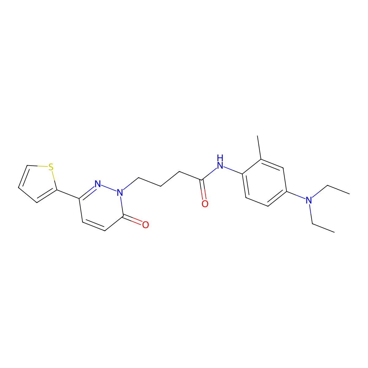 N-[4-(diethylamino)-2-methylphenyl]-4-[6-oxo-3-(thiophen-2-yl)-1,6-dihydropyridazin-1-yl]butanamide molecular structure, CAS 1021221-99-7