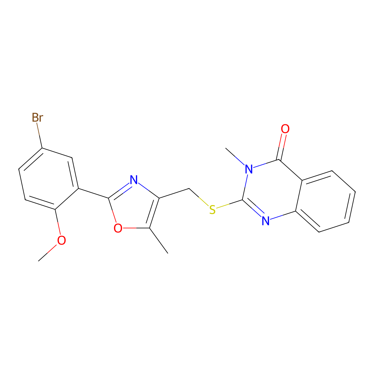 2-({[2-(5-Bromo-2-methoxyphenyl)-5-methyl-1,3-oxazol-4-yl]methyl}sulfanyl)-3-methyl-3,4-dihydroquinazolin-4-one molecular structure, CAS 1021222-00-3