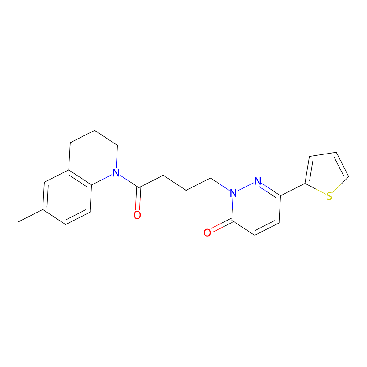 2-[4-(6-Methyl-1,2,3,4-tetrahydroquinolin-1-yl)-4-oxobutyl]-6-(thiophen-2-yl)-2,3-dihydropyridazin-3-one molecular structure, CAS 1021222-04-7