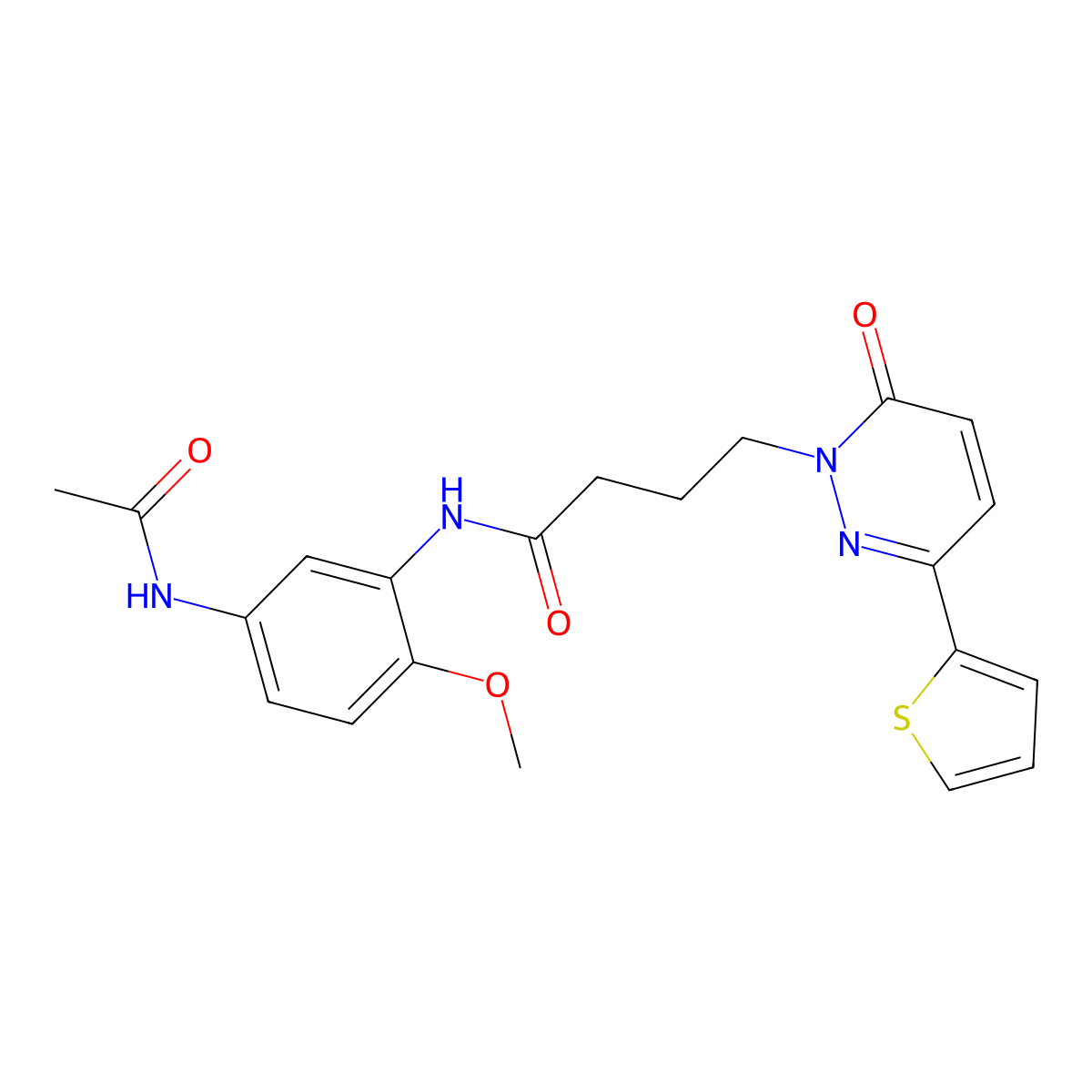 N-(5-acetamido-2-methoxyphenyl)-4-(6-oxo-3-(thiophen-2-yl)pyridazin-1(6H)-yl)butanamide molecular structure, CAS 1021222-12-7